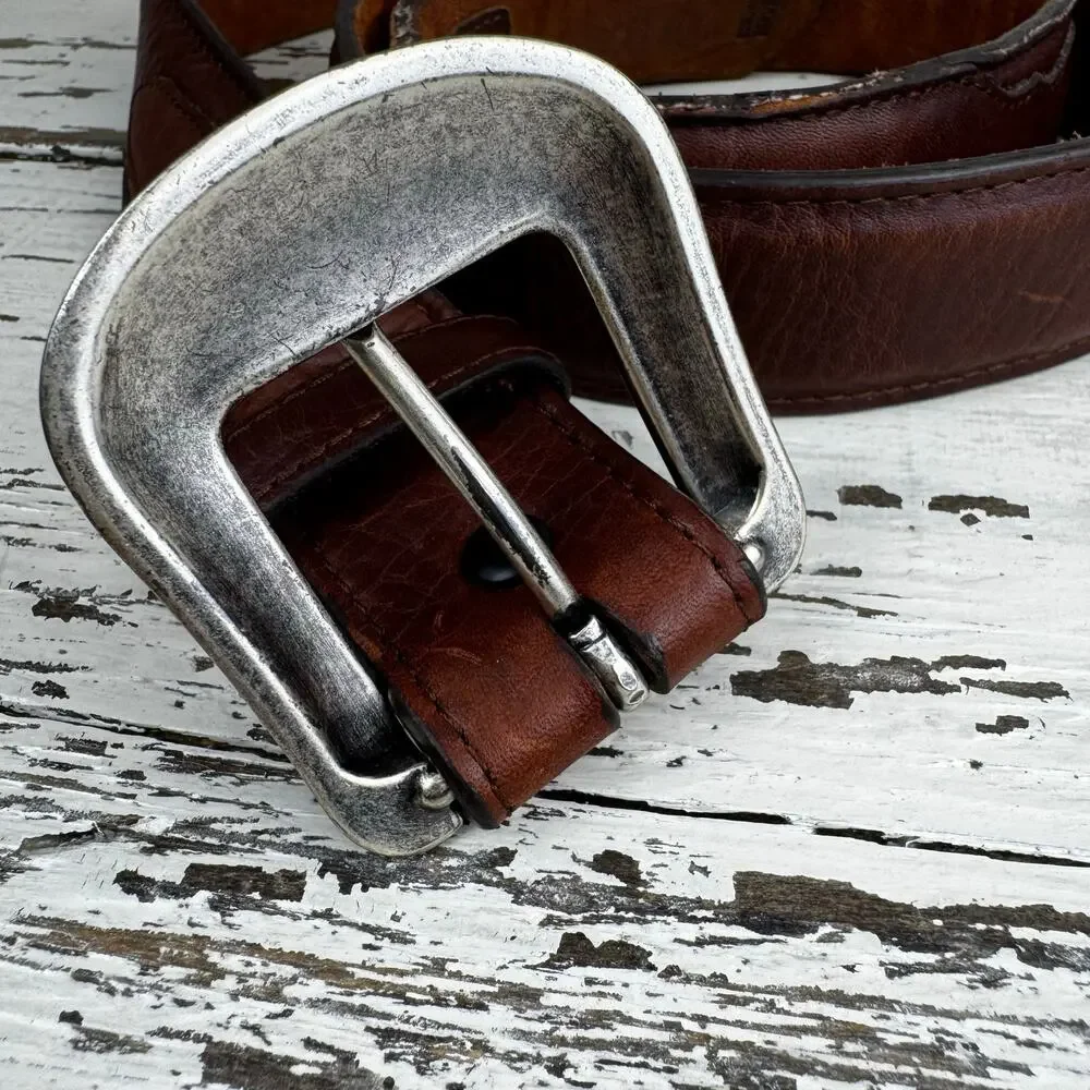 3D Belt Company Brown Genuine Leather Belt Made in Dominican Republic Size 44
